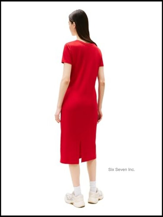 Bodycon Midi Dress with Logo Detail, Polyester Rayon Spandex Fabric - Picture 4 of 4